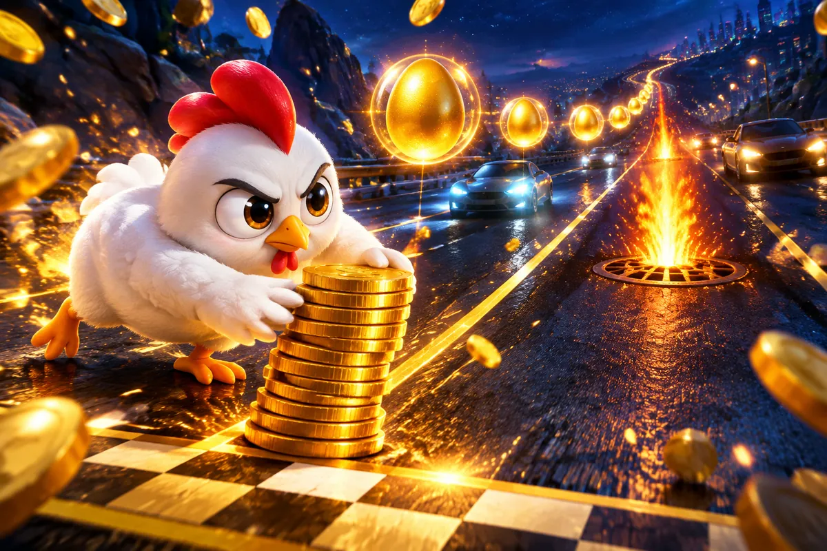 Chicken Road game money: de kip schuift een stapel echte munten als inzet de baan op